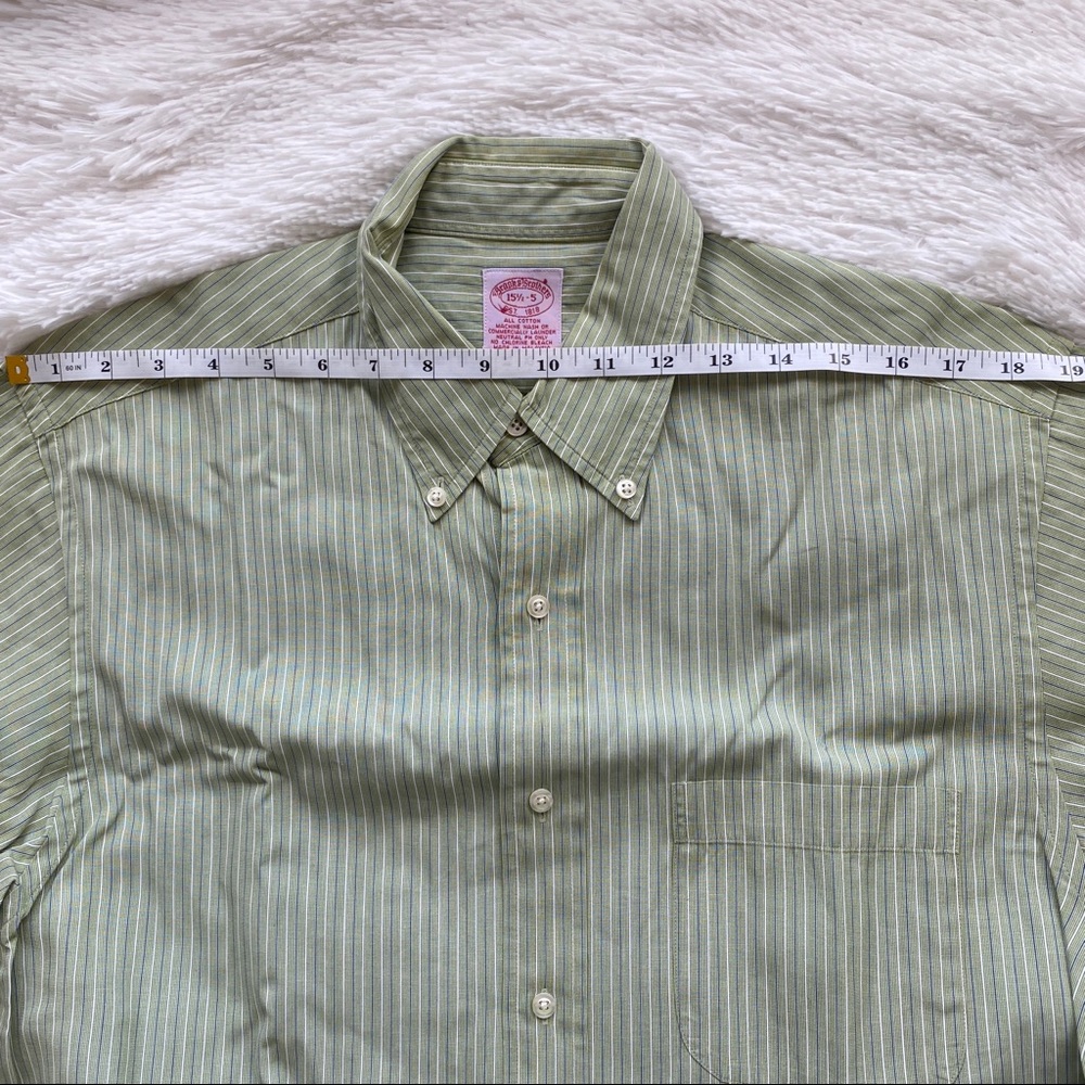 BROOKS BROTHERS Green Striped Button Up Shirt 15.5 - Picture 12 of 12